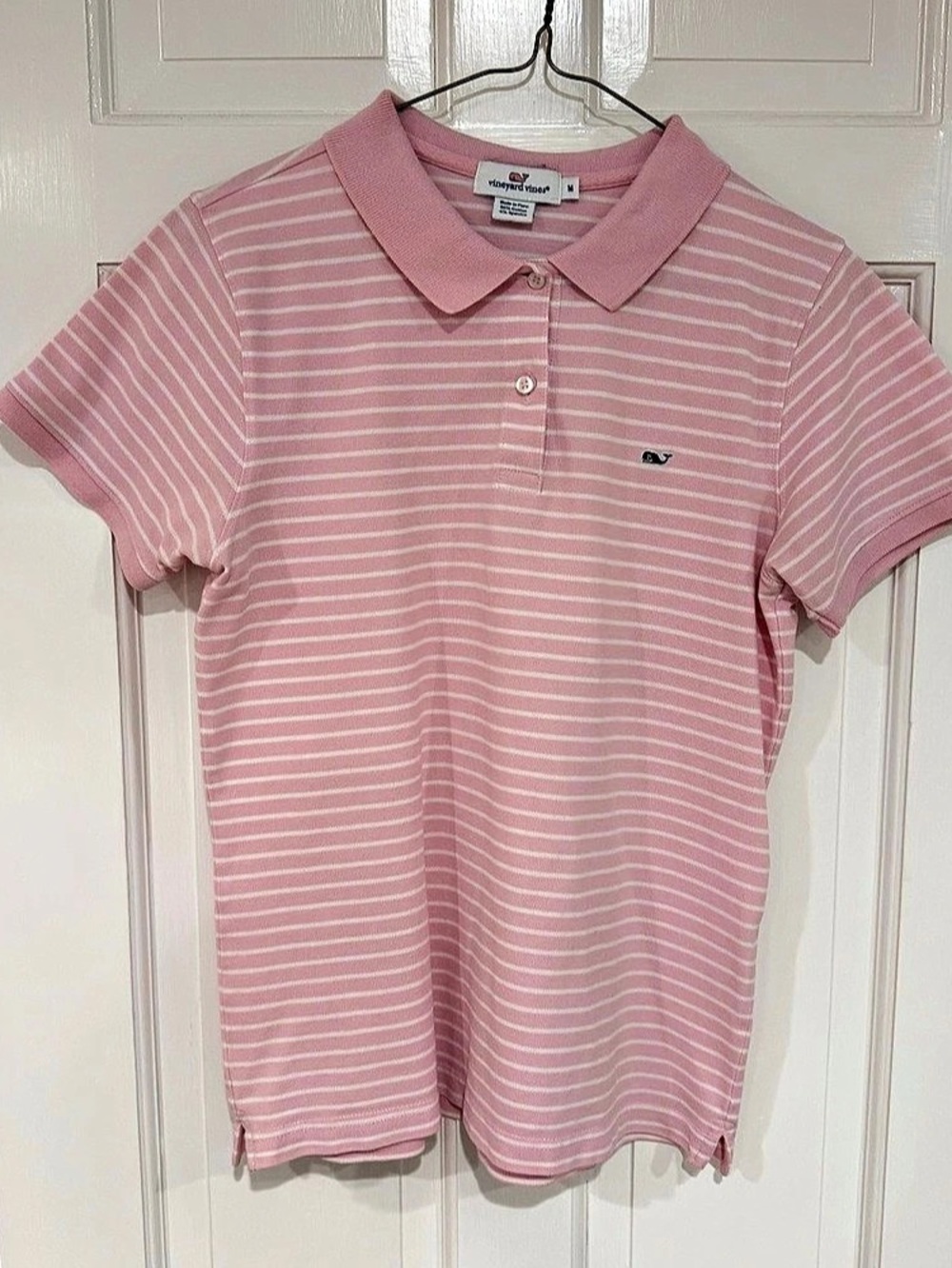 vineyard vines Striped Polo Shirt Pink & White Medium